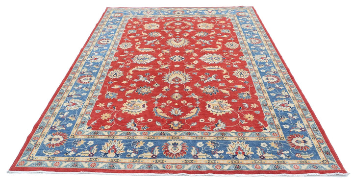 Afghan Ziegler Rug 6' 6" x 9' 6" Hand-Knotted | No. AT83146