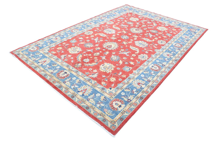 Afghan Ziegler Rug 6' 6" x 9' 6" Hand-Knotted | No. AT83146