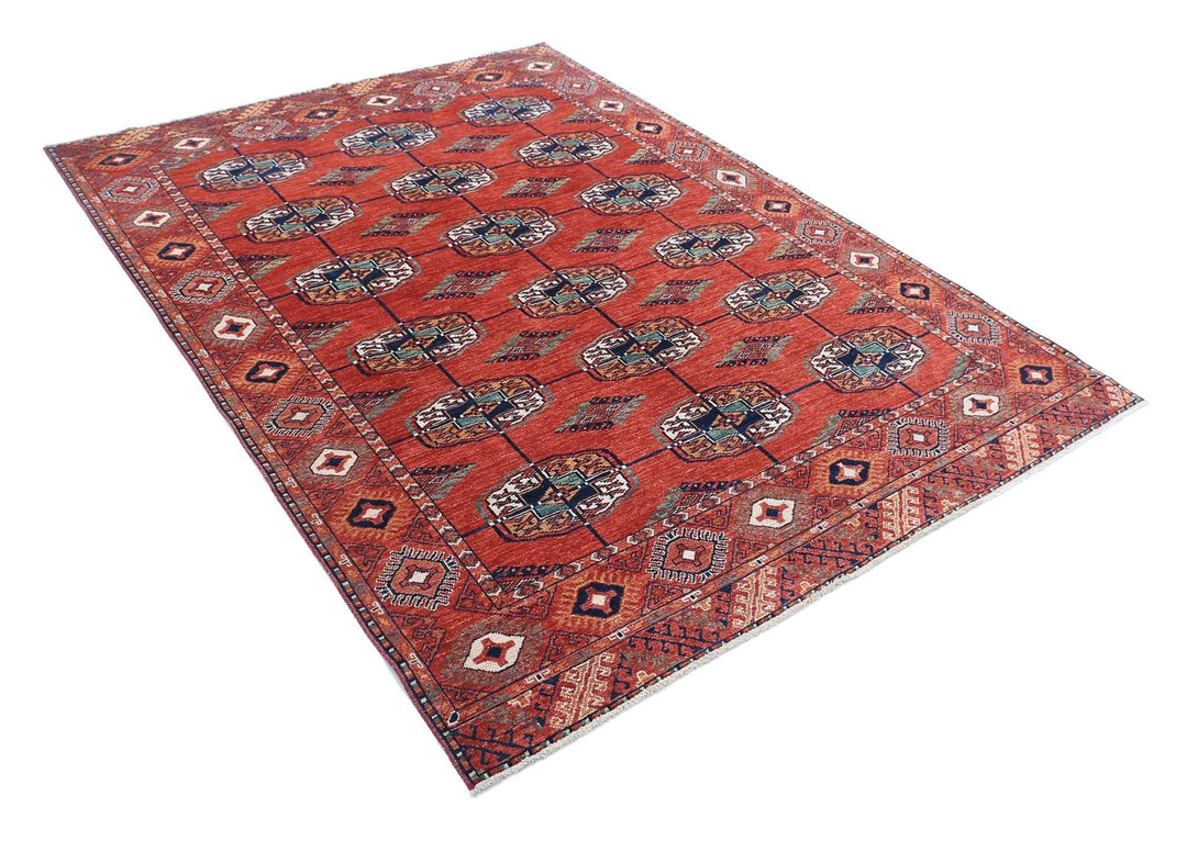 Afghan Humna Rug 5' 8" x 7' 9" Hand-Knotted | No. AT83176