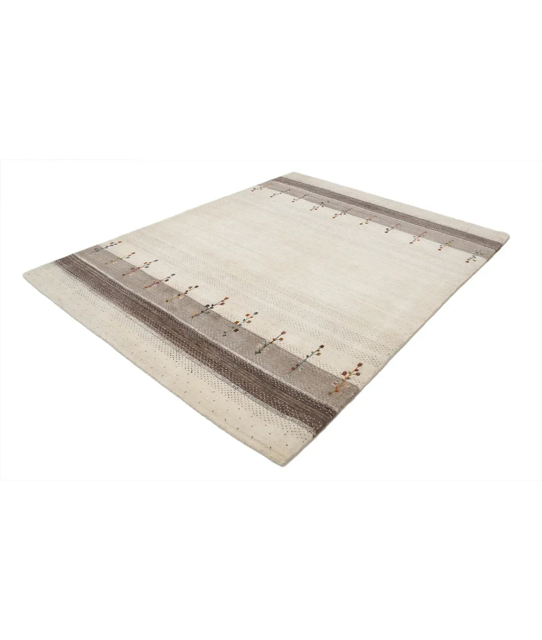 Ivory Indian Oriental Rug 6' 5" x 8' 1" Hand-Knotted | No. AT833538