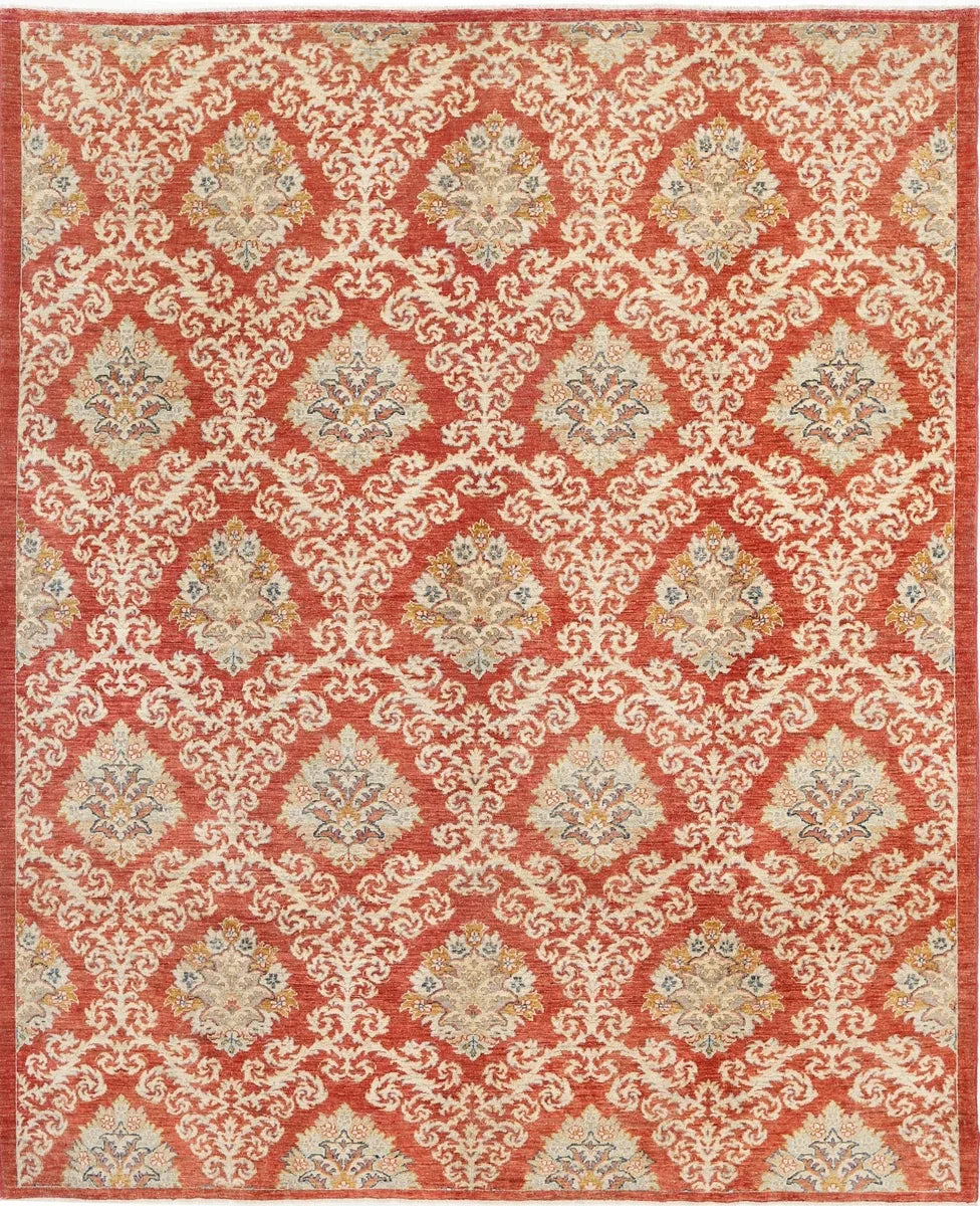 Red Afghan Oriental Rug 8' 2" x 10' 1" Hand-Knotted | No. AT83471