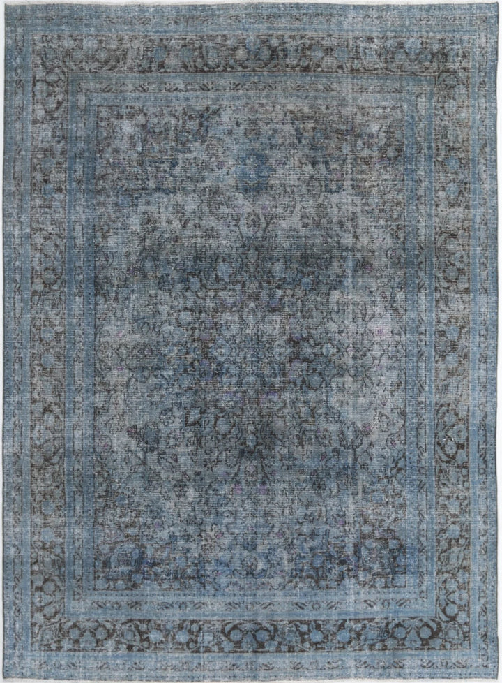 Blue Persian Overdye Rug 7' 11" x 10' 10" Hand-Knotted | No. AT83481