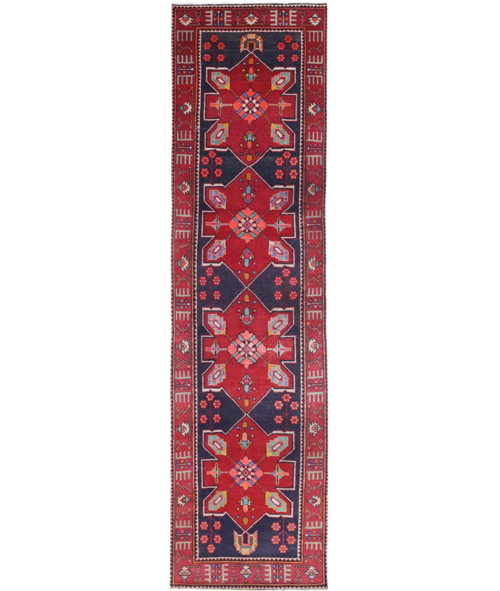 Persian Hamadan Runner Rug 3' 3" x 13' 1" Hand-Knotted | No. AT83673