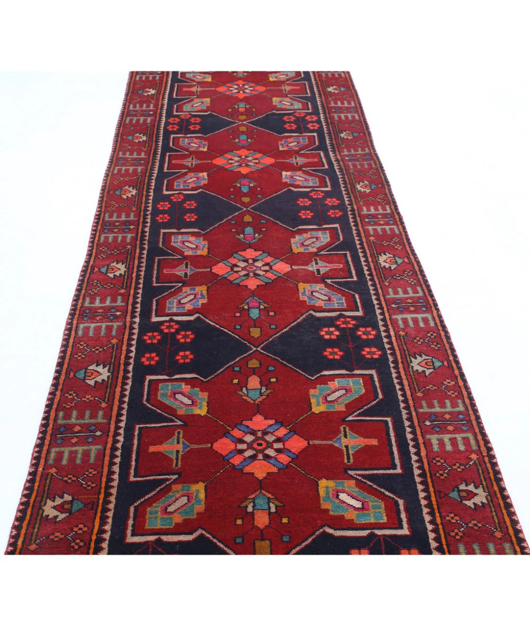 Persian Hamadan Runner Rug 3' 3" x 13' 1" Hand-Knotted | No. AT83673