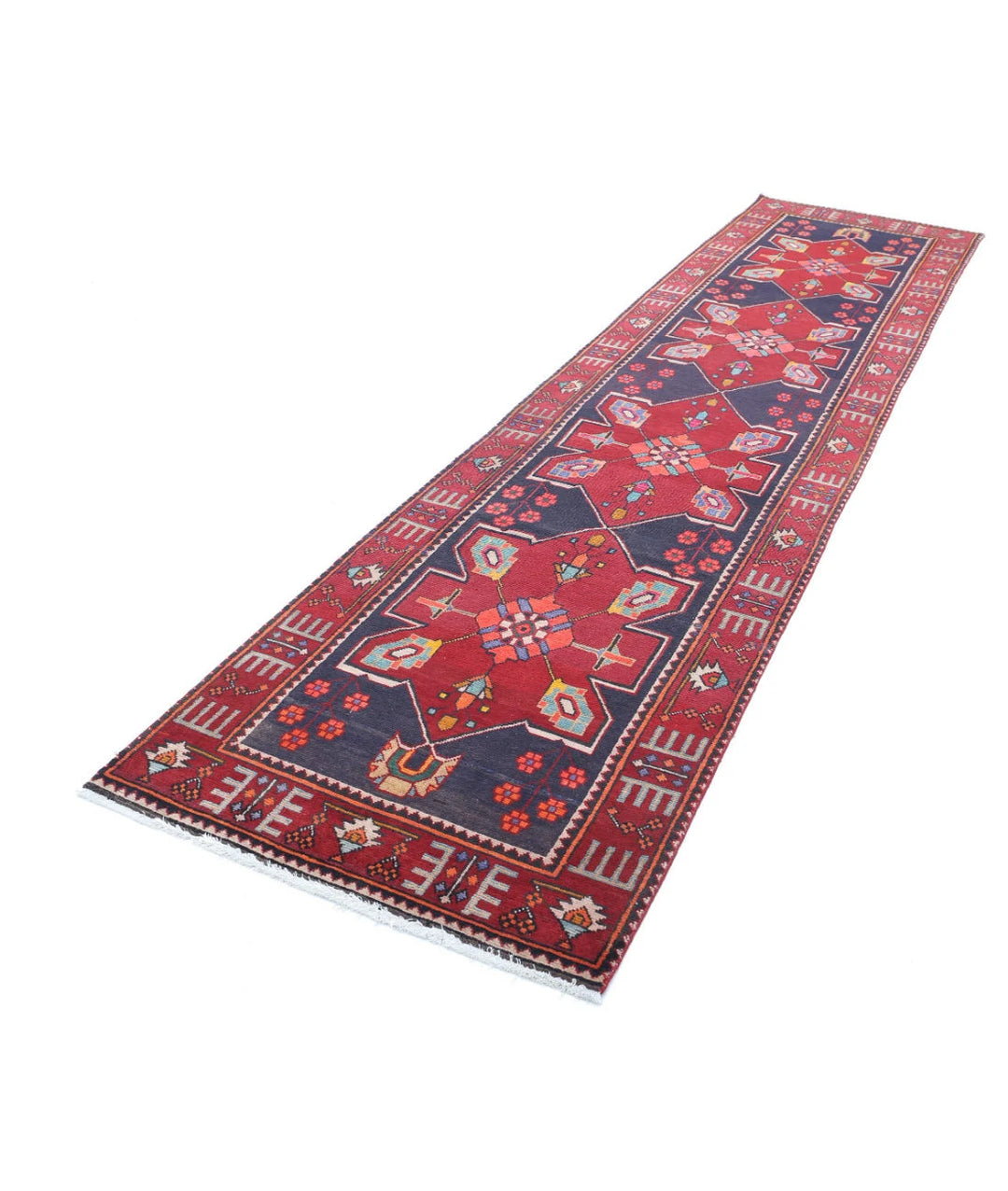 Persian Hamadan Runner Rug 3' 3" x 13' 1" Hand-Knotted | No. AT83673