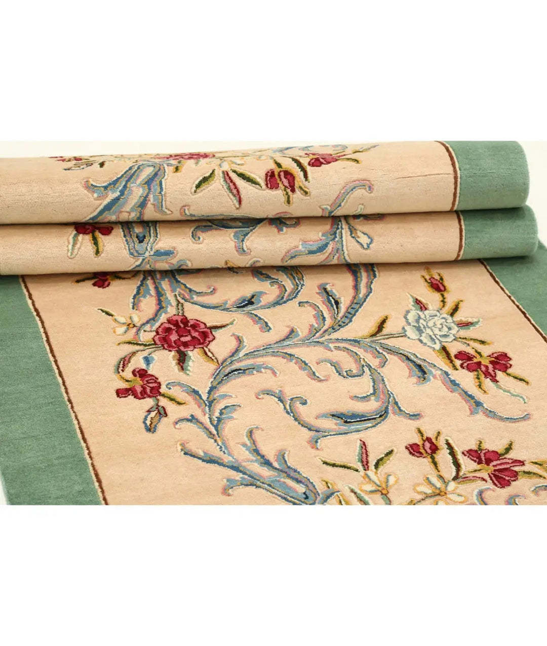 Beige Persian Kerman Rug 3' 3" x 14' 2" Hand-Knotted | No. AT83719