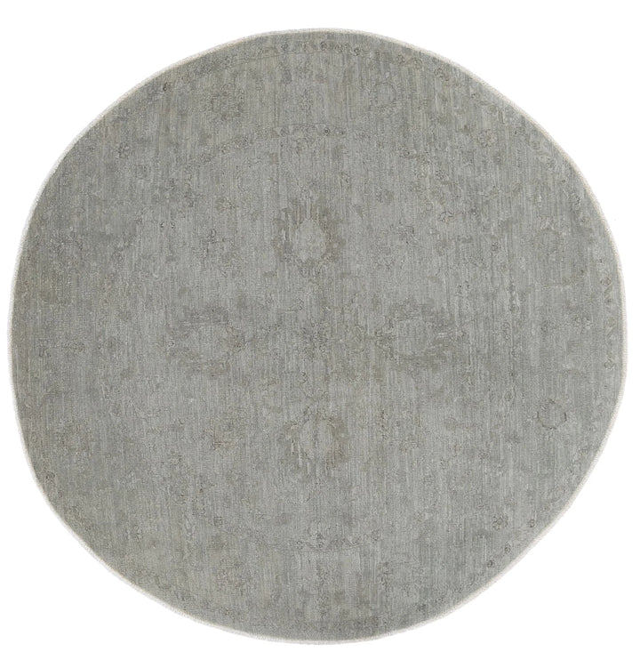 Grey Afghan Overdye Rug 5' 4" x 5' 6" Hand-Knotted | No. AT83777