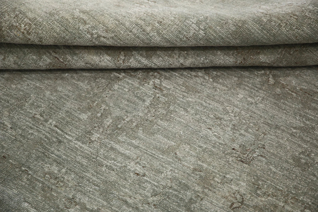 Grey Afghan Overdye Rug 5' 4" x 5' 6" Hand-Knotted | No. AT83777