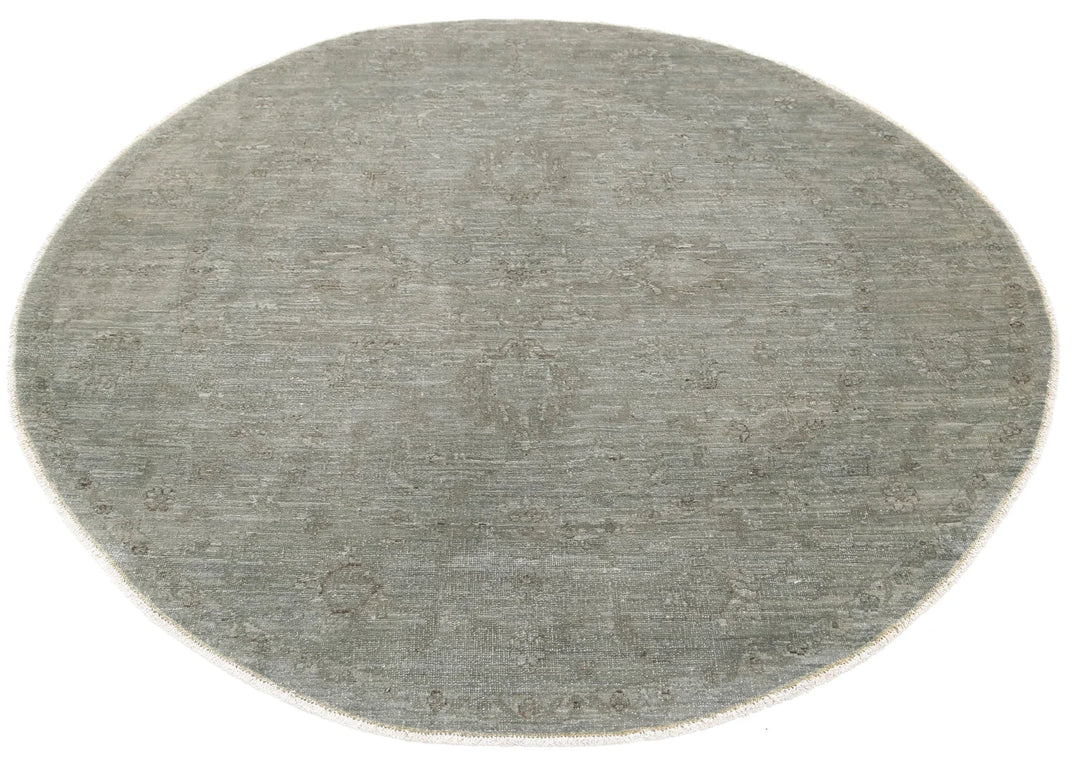 Grey Afghan Overdye Rug 5' 4" x 5' 6" Hand-Knotted | No. AT83777