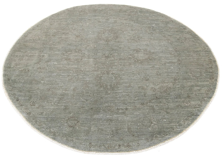 Grey Afghan Overdye Rug 5' 4" x 5' 6" Hand-Knotted | No. AT83777