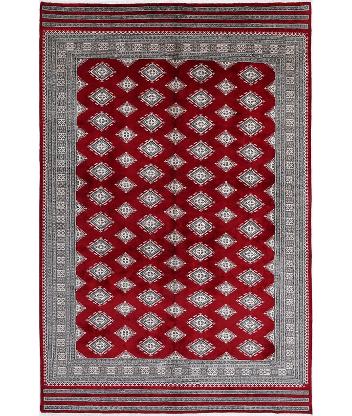 Red Pakistani Bokhara Rug 6' 5" x 9' 9" Hand-Knotted | No. AT83823