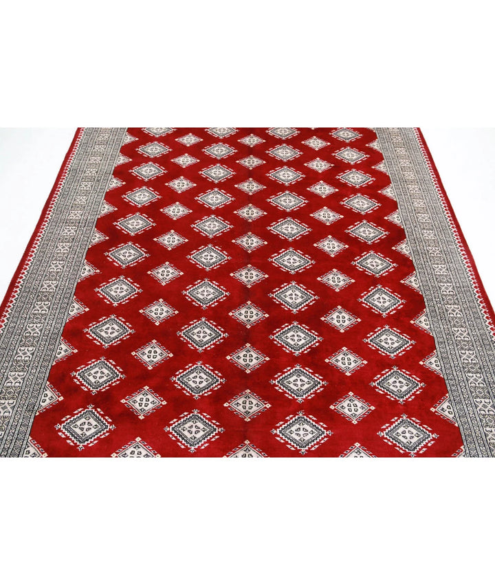 Red Pakistani Bokhara Rug 6' 5" x 9' 9" Hand-Knotted | No. AT83823