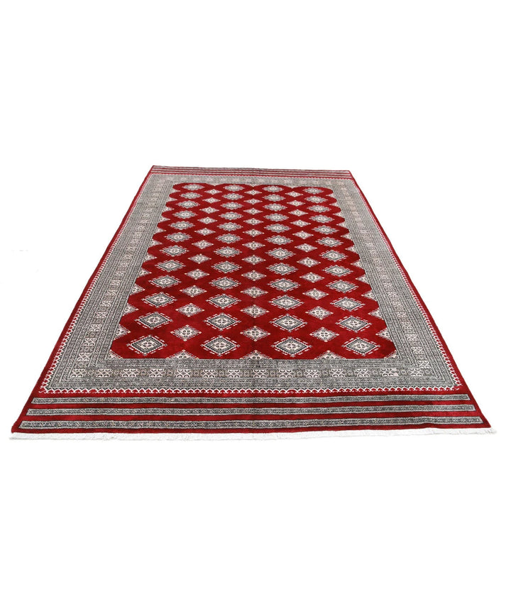 Red Pakistani Bokhara Rug 6' 5" x 9' 9" Hand-Knotted | No. AT83823