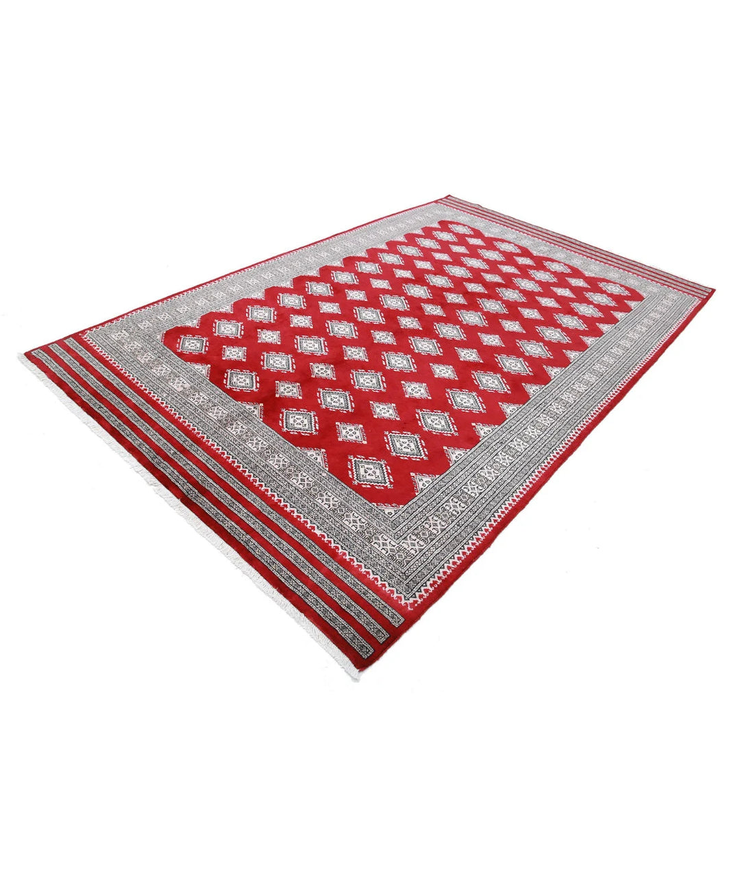 Red Pakistani Bokhara Rug 6' 5" x 9' 9" Hand-Knotted | No. AT83823