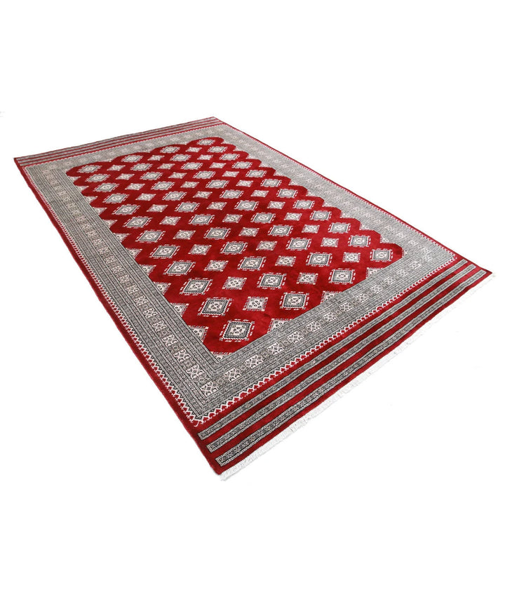 Red Pakistani Bokhara Rug 6' 5" x 9' 9" Hand-Knotted | No. AT83823