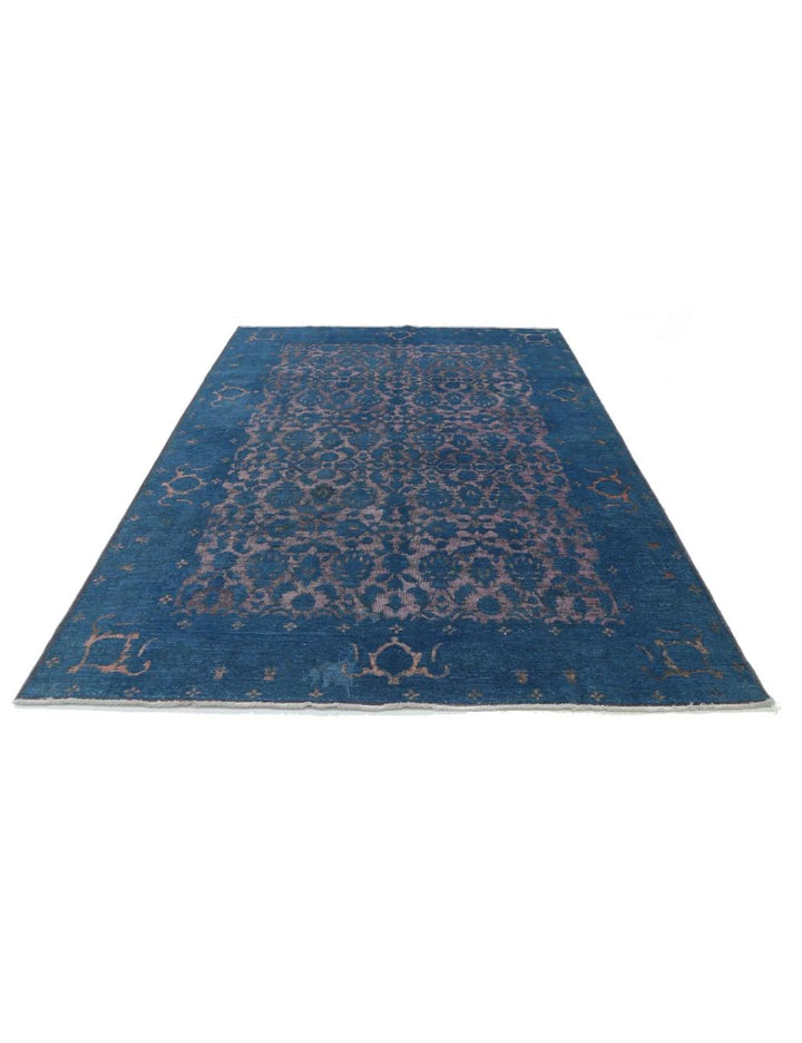 Blue Afghan Tabriz Rug 6' 9" x 9' 4" Hand-Knotted | No. AT83996