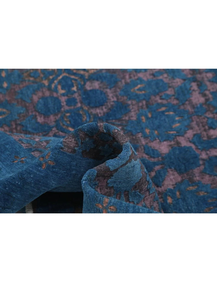 Blue Afghan Tabriz Rug 6' 9" x 9' 4" Hand-Knotted | No. AT83996