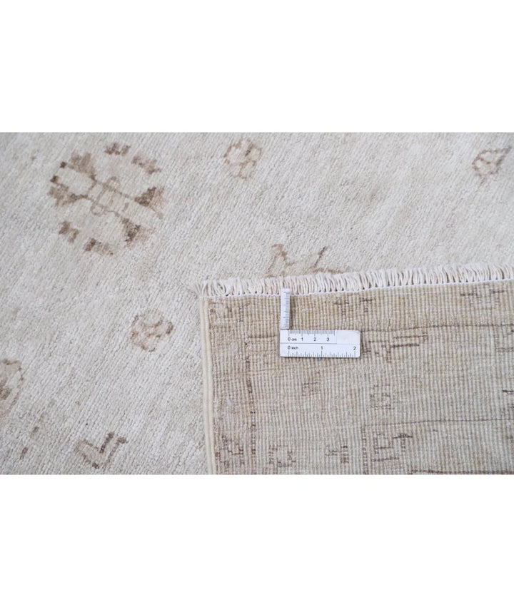 Grey Afghan Tabriz Rug 3' 1" x 10' 2" Hand-Knotted | No. AT84006