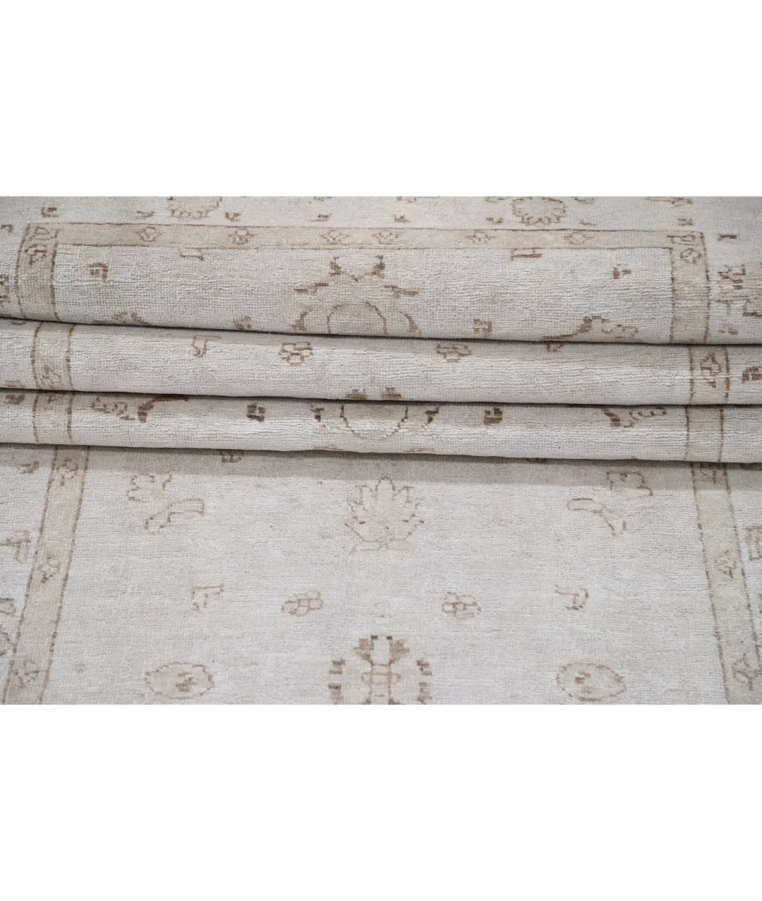 Grey Afghan Tabriz Rug 3' 1" x 10' 2" Hand-Knotted | No. AT84006