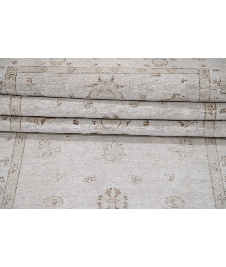Grey Afghan Tabriz Rug 3' 1" x 10' 2" Hand-Knotted | No. AT84006