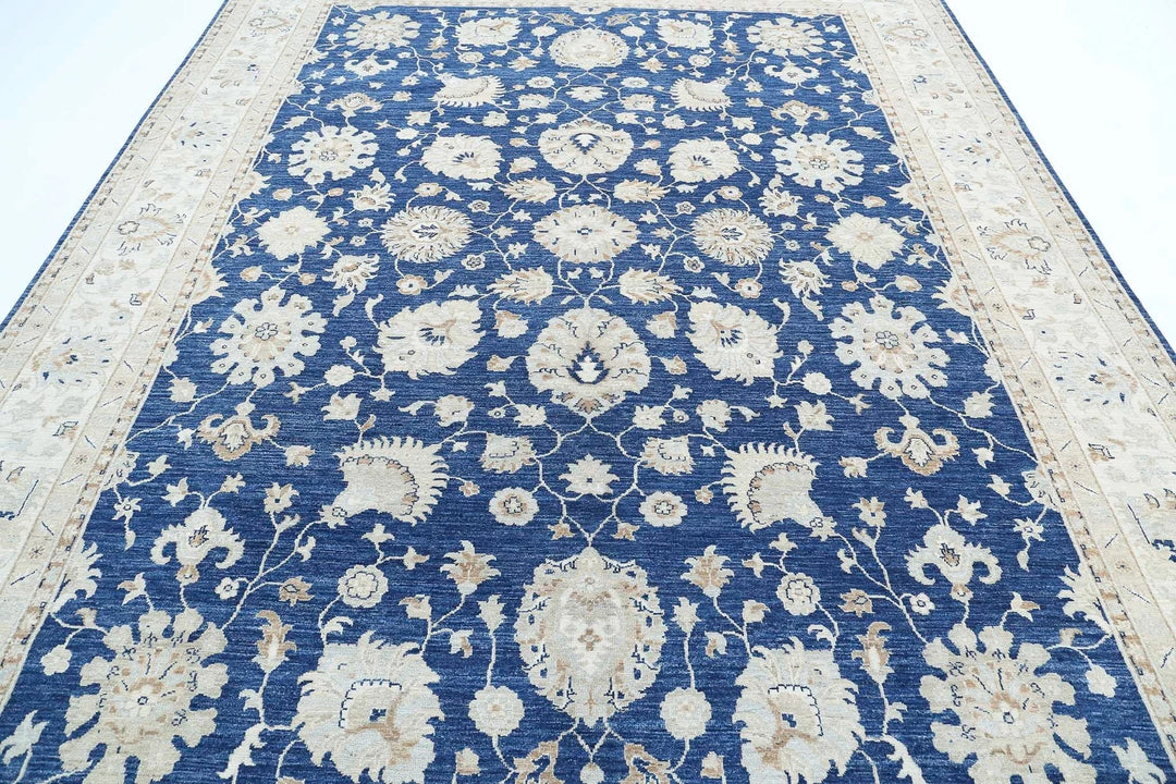 Blue Afghan Ziegler Rug 8' 9" x 11' 10" Hand-Knotted | No. AT84017