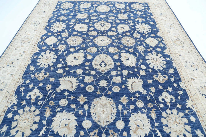 Blue Afghan Ziegler Rug 8' 9" x 11' 10" Hand-Knotted | No. AT84017