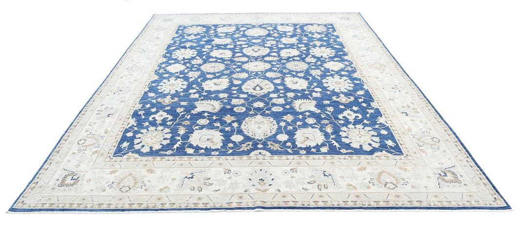Blue Afghan Ziegler Rug 8' 9" x 11' 10" Hand-Knotted | No. AT84017
