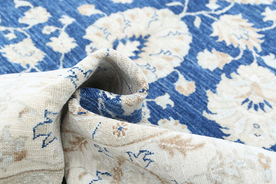 Blue Afghan Ziegler Rug 8' 9" x 11' 10" Hand-Knotted | No. AT84017