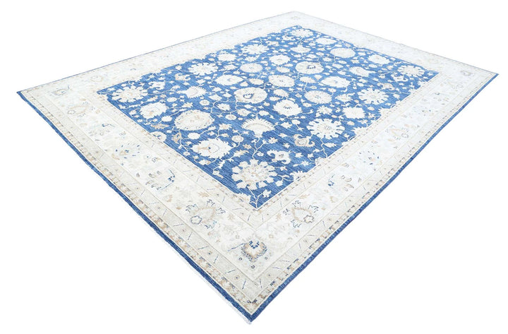 Blue Afghan Ziegler Rug 8' 9" x 11' 10" Hand-Knotted | No. AT84017