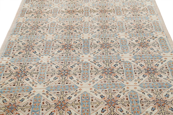Afghan Oriental Rug 4' 10" x 9' 4" Hand-Knotted | No. AT84107