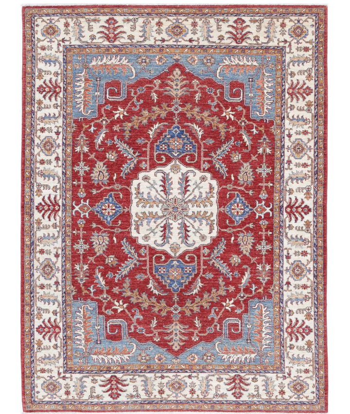 Afghan Heriz Rug 4' 9" x 6' 5" Hand-Knotted | No. AT84137