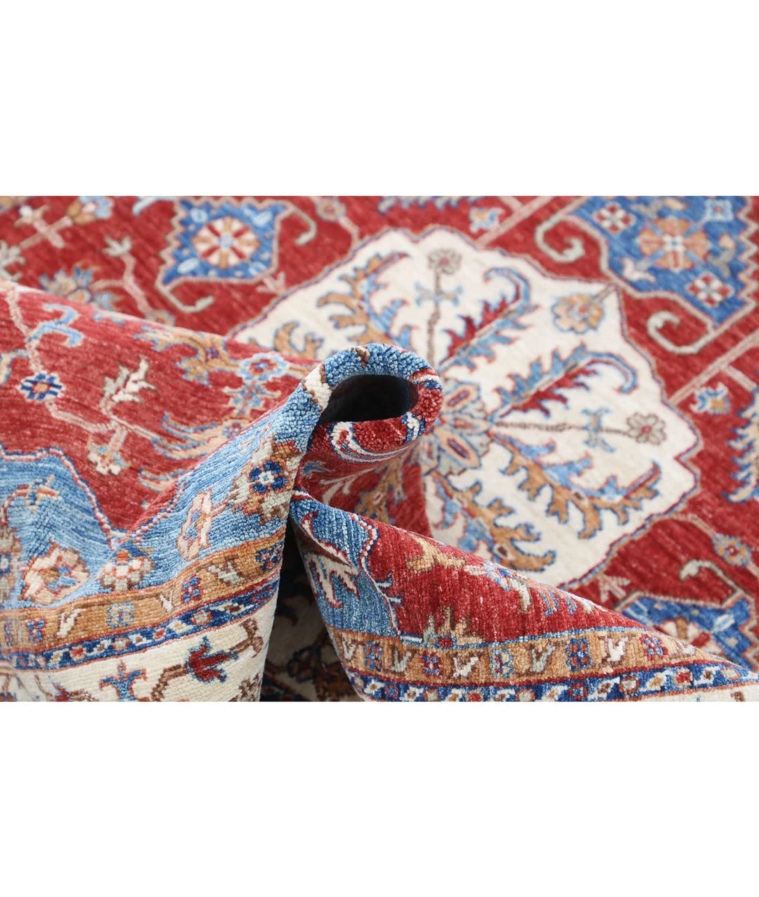 Afghan Heriz Rug 4' 9" x 6' 5" Hand-Knotted | No. AT84137