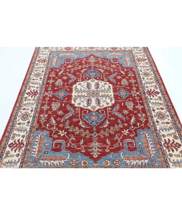 Afghan Heriz Rug 4' 9" x 6' 5" Hand-Knotted | No. AT84137