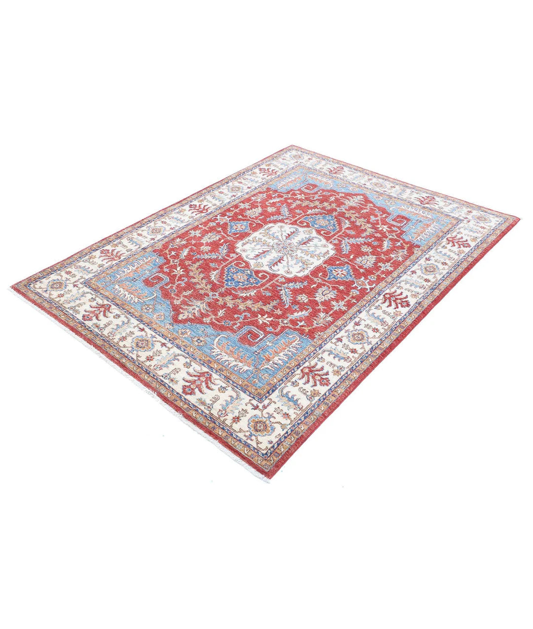 Afghan Heriz Rug 4' 9" x 6' 5" Hand-Knotted | No. AT84137