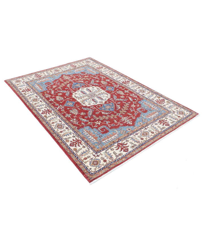 Afghan Heriz Rug 4' 9" x 6' 5" Hand-Knotted | No. AT84137