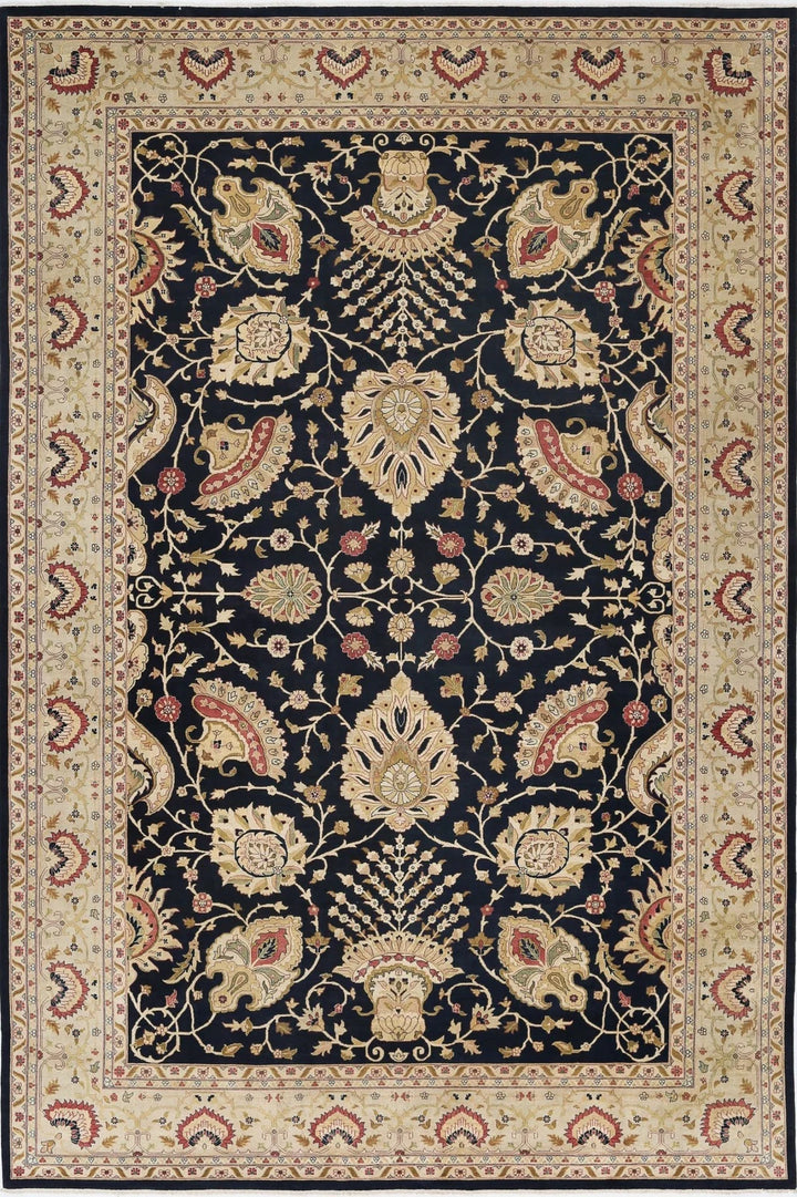 Blue Ivory Indian Ziegler Rug 11' 9" x 17' 8" Hand-Knotted | No. AT84180