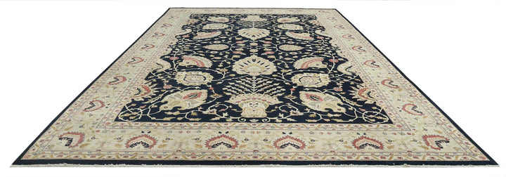 Blue Ivory Indian Ziegler Rug 11' 9" x 17' 8" Hand-Knotted | No. AT84180