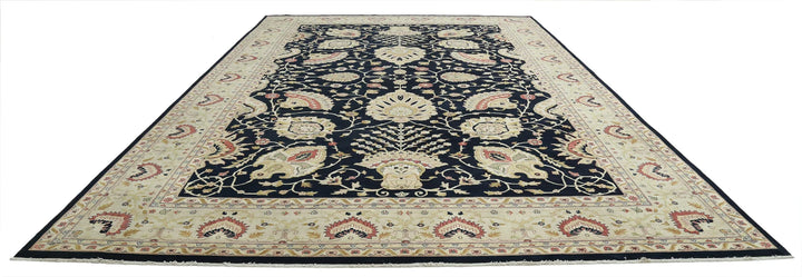 Blue Ivory Indian Ziegler Rug 11' 9" x 17' 8" Hand-Knotted | No. AT84180