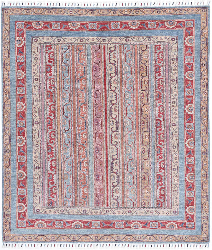Blue Afghan Oriental Rug 5' 0" x 5' 9" Hand-Knotted | No. AT84254
