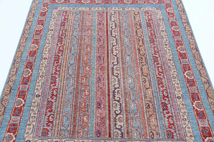 Blue Afghan Oriental Rug 5' 0" x 5' 9" Hand-Knotted | No. AT84254