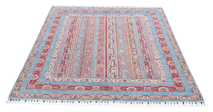 Blue Afghan Oriental Rug 5' 0" x 5' 9" Hand-Knotted | No. AT84254