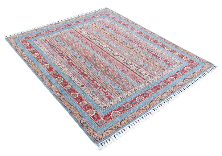 Blue Afghan Oriental Rug 5' 0" x 5' 9" Hand-Knotted | No. AT84254