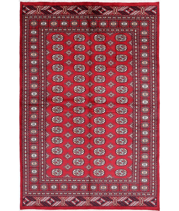 Pakistani Bokhara Rug 6' 2" x 9' 2" Hand-Knotted | No. AT84332