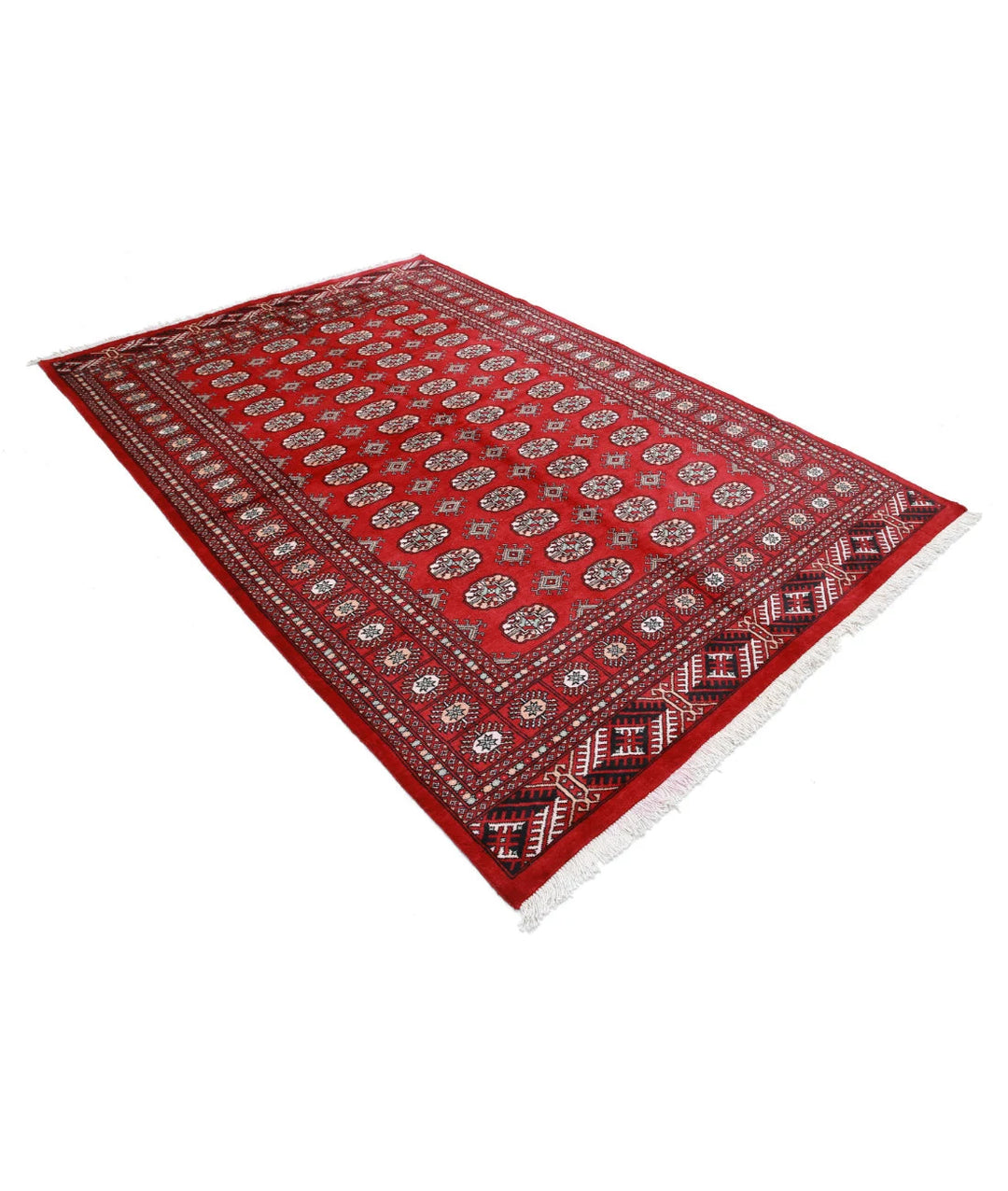 Pakistani Bokhara Rug 6' 2" x 9' 2" Hand-Knotted | No. AT84332