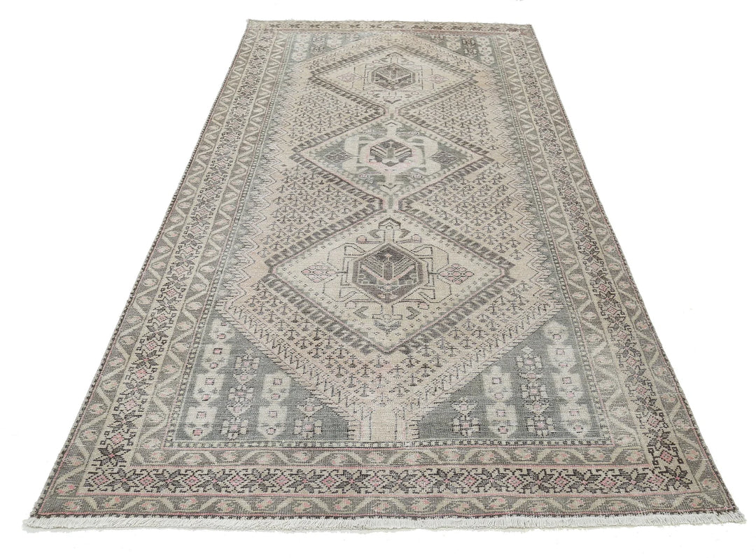 Persian Hamadan Vintage Rug 4' 10" x 9' 9" Hand-Knotted | No. AT84546