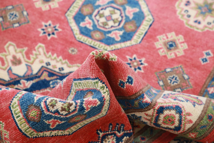 Afghan Kazak Rug 3' 3" x 4' 10" Hand-Knotted | No. AT84615