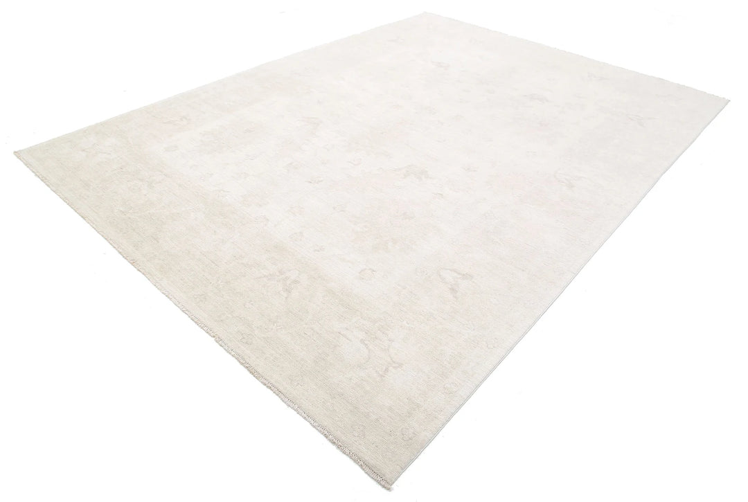 Ivory Afghan Oushak Rug 8' 8" x 11' 8" Hand-Knotted | No. AT84641