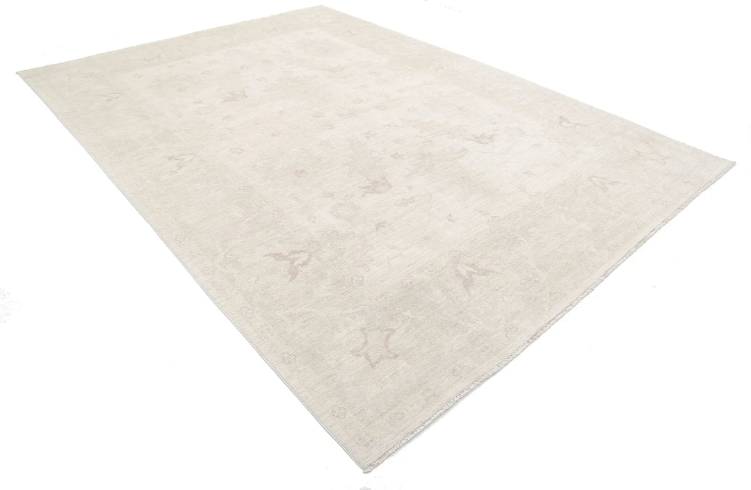 Ivory Afghan Oushak Rug 8' 8" x 11' 8" Hand-Knotted | No. AT84641
