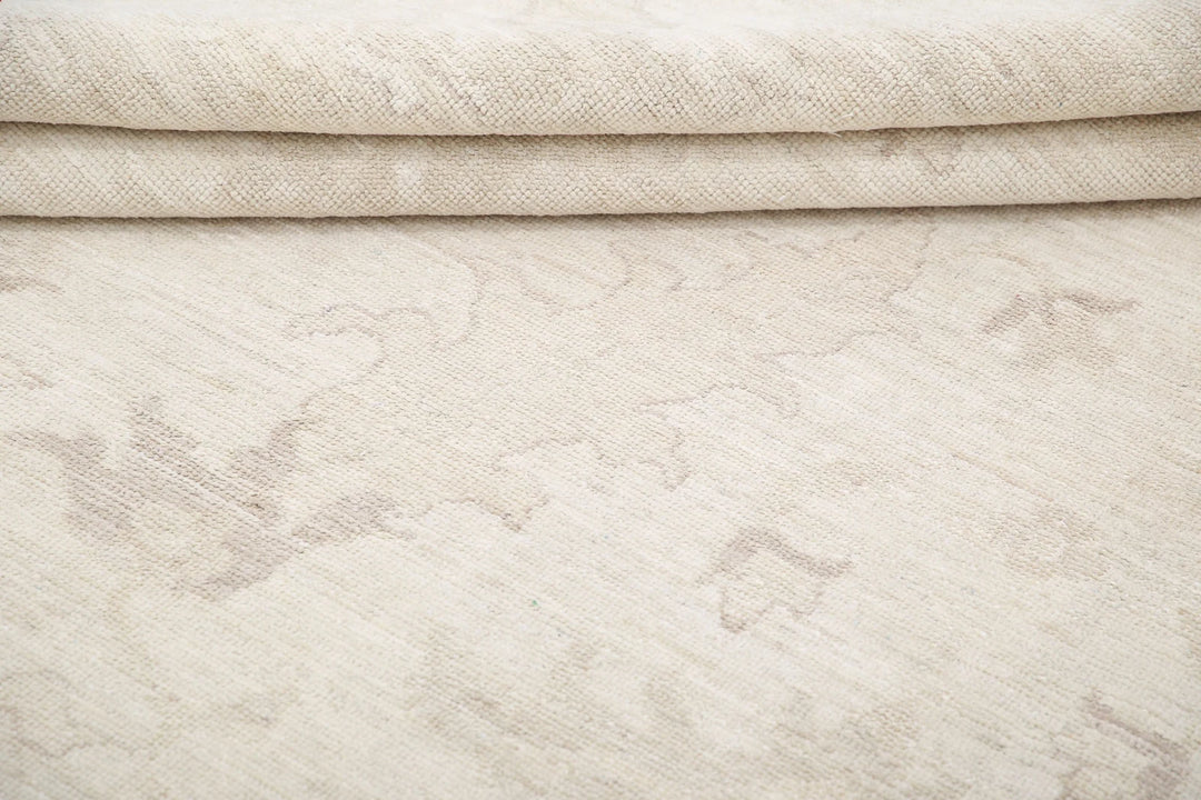 Ivory Afghan Oushak Rug 8' 8" x 11' 8" Hand-Knotted | No. AT84641