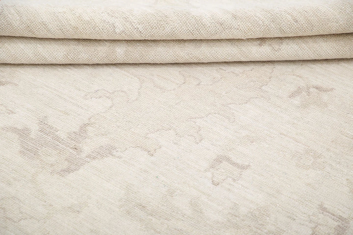 Ivory Afghan Oushak Rug 8' 8" x 11' 8" Hand-Knotted | No. AT84641